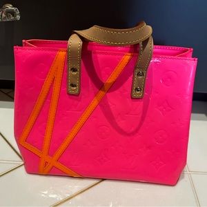 Vintage Pink and orange Vernis Louis Vuitton handbag x Robert Wilson. Authentic